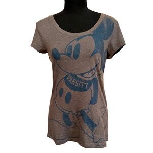 Vintage Disney Mickey Varsity Tee Ladies XL Gray and Green
